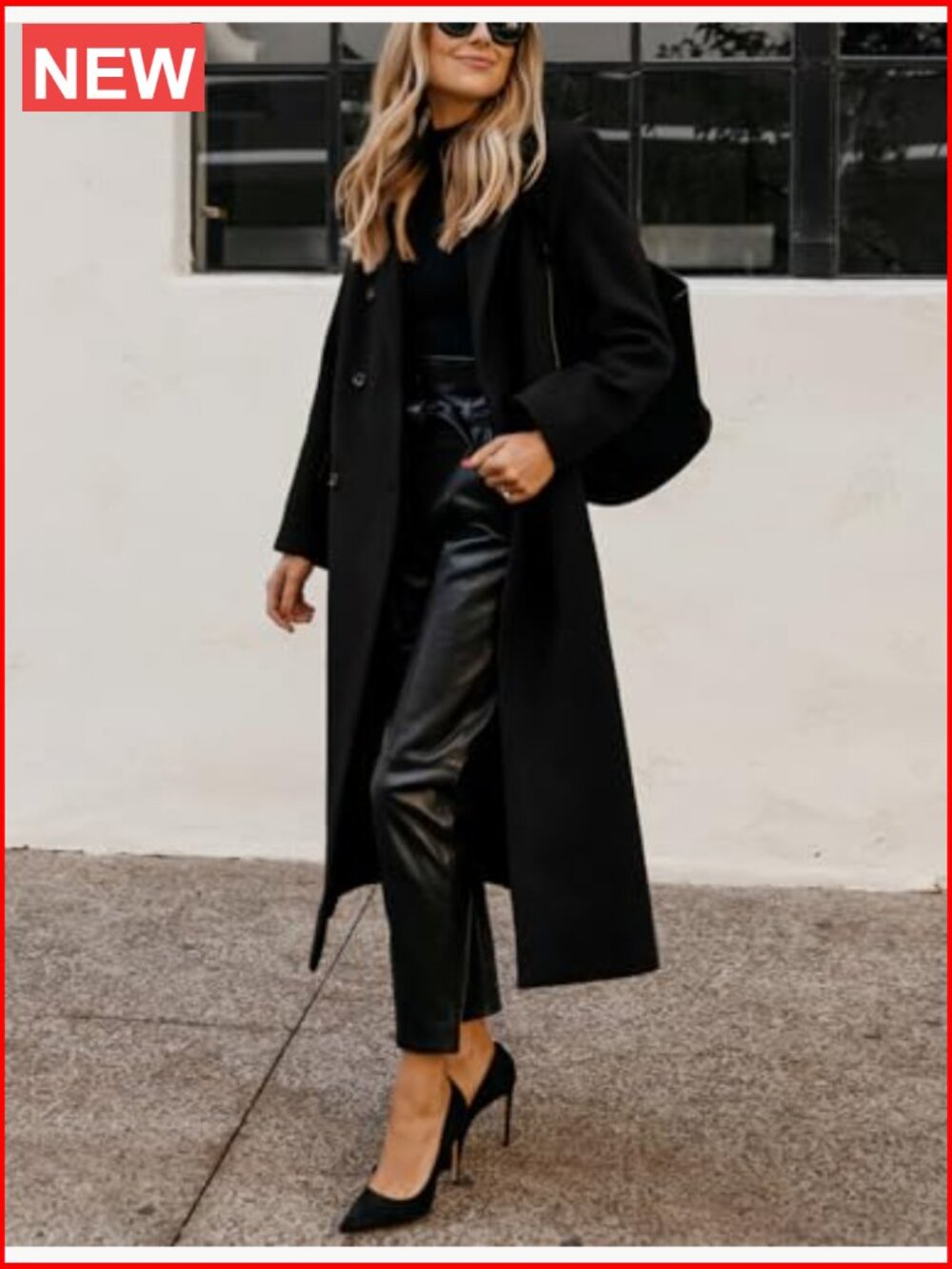 Wool Notch Lapel Long Trench Coat Double Breasted Peacoat - Picture 4 of 4